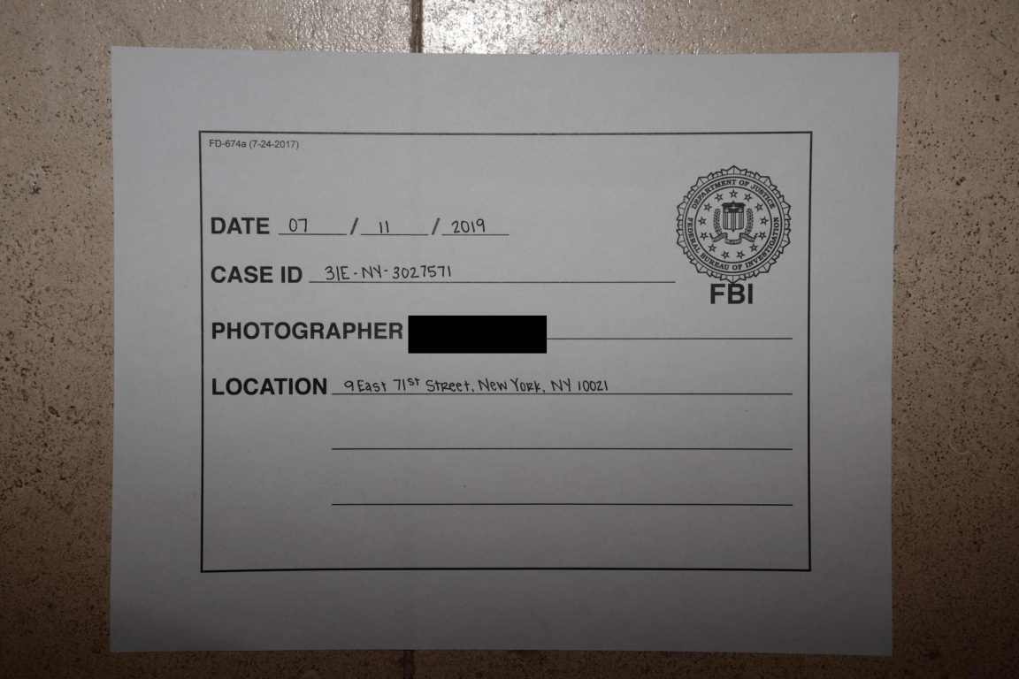FBI photo associated with 9 East 71st Street, Manhattan, July 2019.